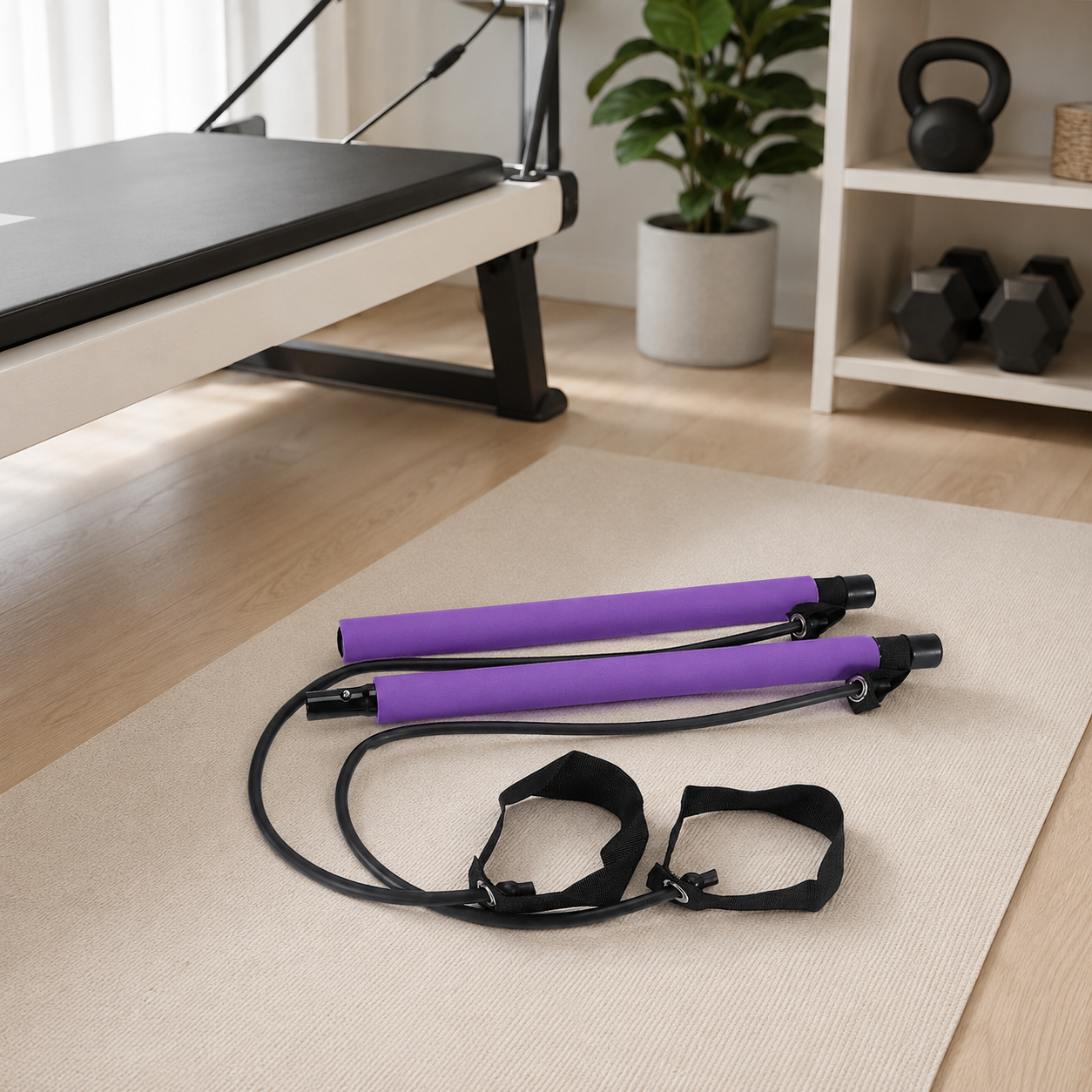 Pilates Bar Resistance Trainer | Yoga Stretching Bar | Elastic Rope Workout Tool | Home Gym Fitness Equipment
