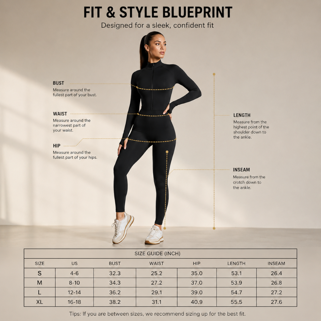 Women's Long Sleeve Yoga Jumpsuit | Zip Front Fitness Bodysuit | One Piece Workout Outfit | Gym Activewear Romper