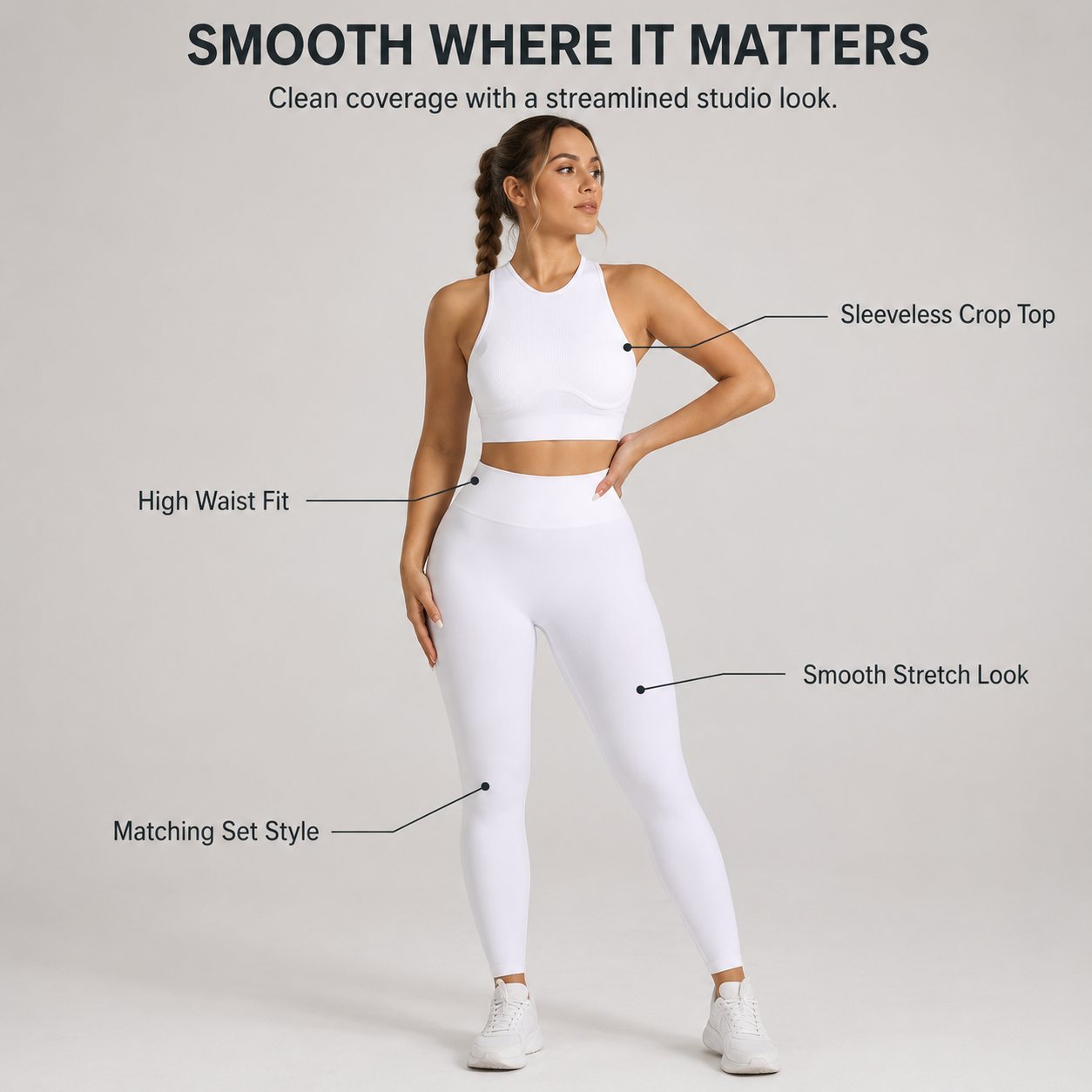 Seamless Yoga Set | High Waist Leggings Outfit | Ribbed Workout Set | Criss Cross Back Gym Wear