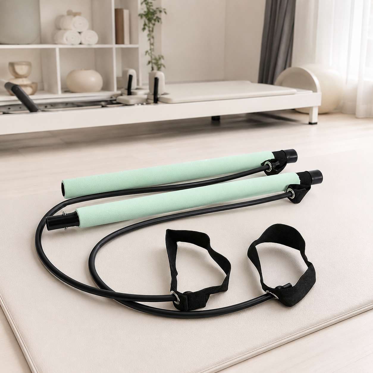 Pilates Bar Resistance Trainer | Yoga Stretching Bar | Elastic Rope Workout Tool | Home Gym Fitness Equipment