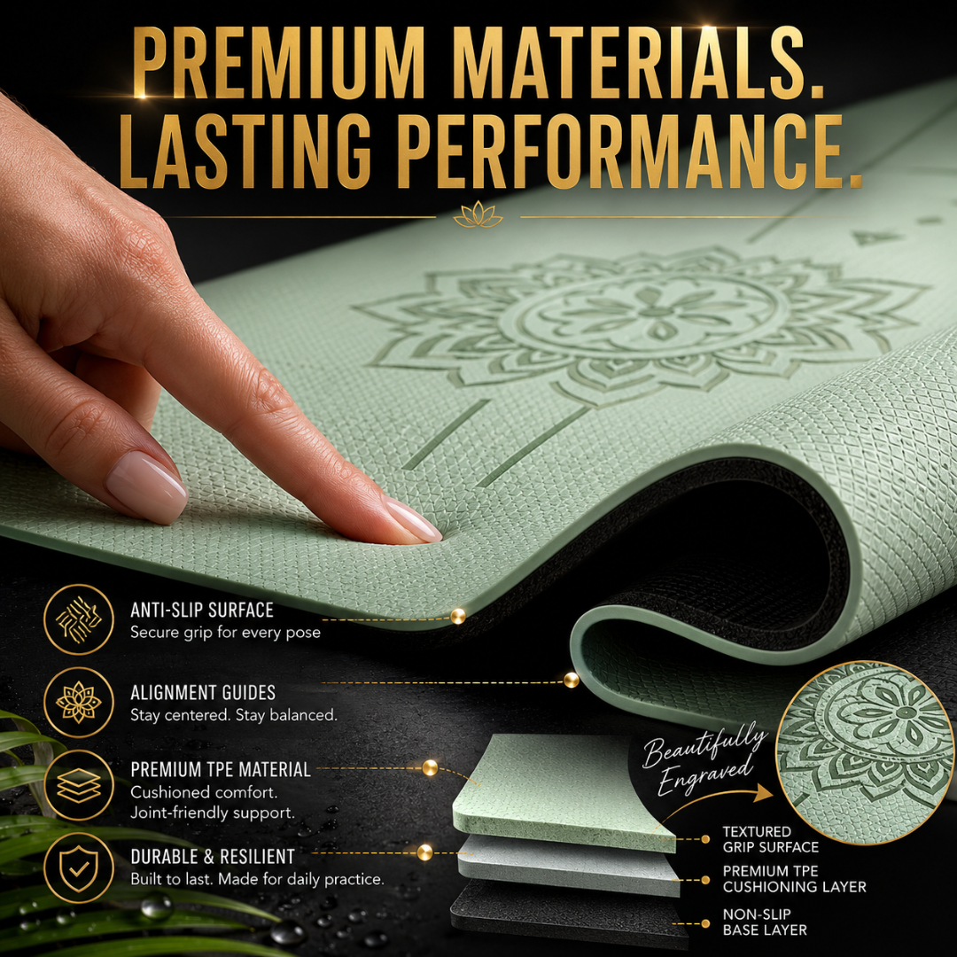 Anti-Slip Yoga Mat | Non-Slip Exercise Mat | Cushioned Fitness Mat for Yoga, Pilates & Home Workouts | Available in 8 Colors
