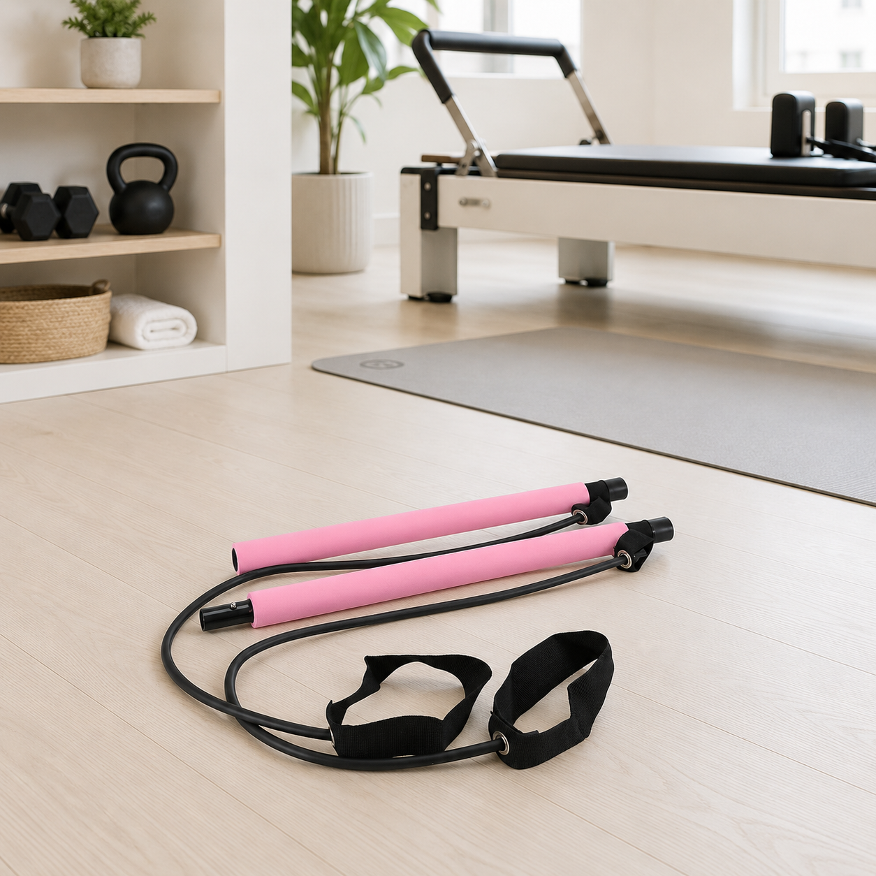 Pilates Bar Resistance Trainer | Yoga Stretching Bar | Elastic Rope Workout Tool | Home Gym Fitness Equipment