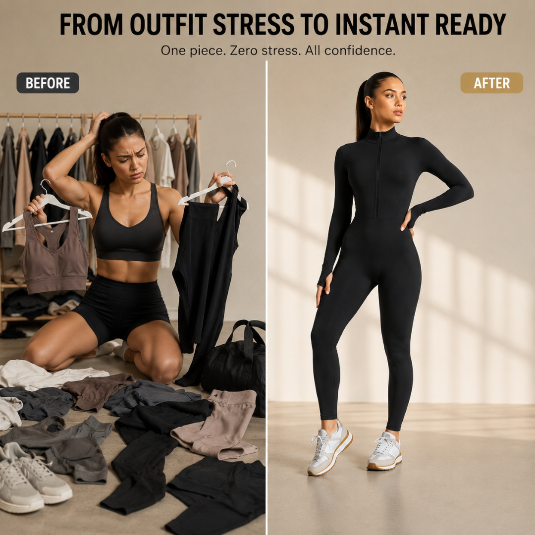 Women's Long Sleeve Yoga Jumpsuit | Zip Front Fitness Bodysuit | One Piece Workout Outfit | Gym Activewear Romper