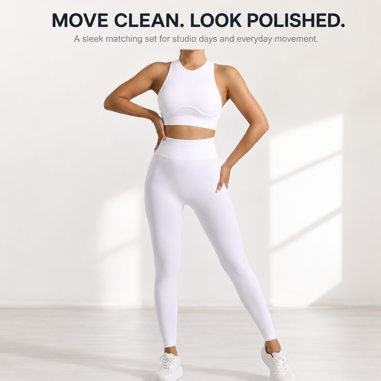 Seamless Yoga Set | High Waist Leggings Outfit | Ribbed Workout Set | Criss Cross Back Gym Wear