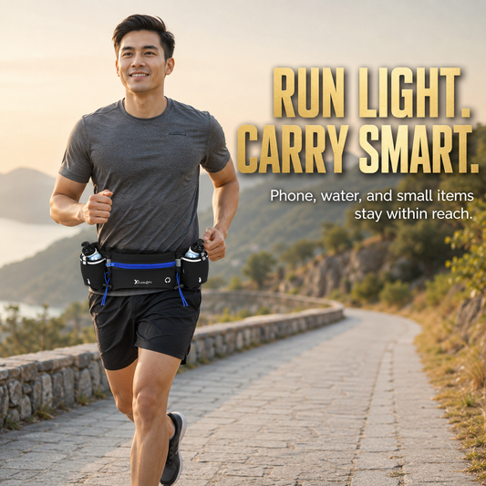 Running Waist Pack For Phone | Dual Bottle Hydration Belt | Trail Marathon Waist Bag | Gym Jogging Pocket Pouch