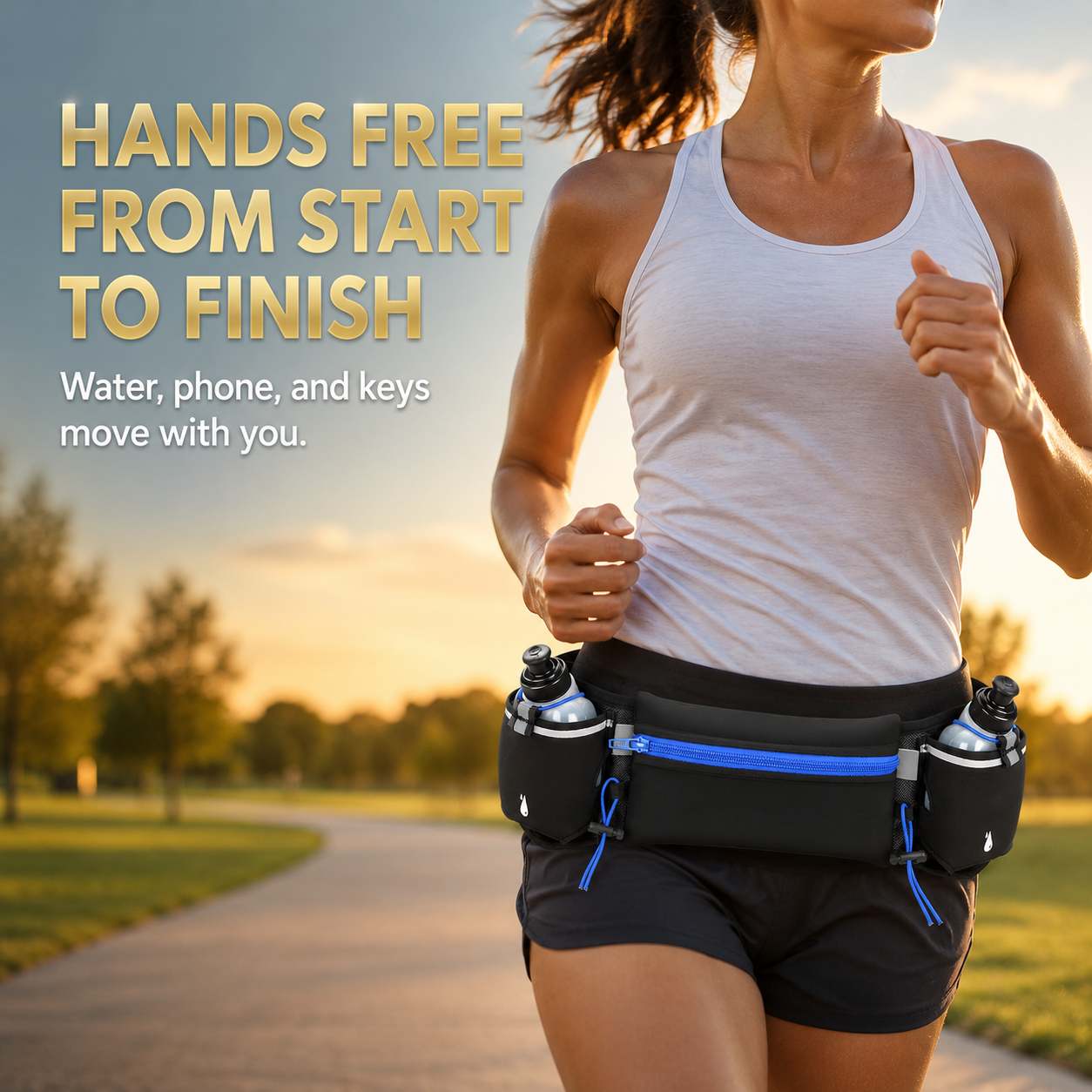 Running Waist Pack For Phone | Dual Bottle Hydration Belt | Trail Marathon Waist Bag | Gym Jogging Pocket Pouch