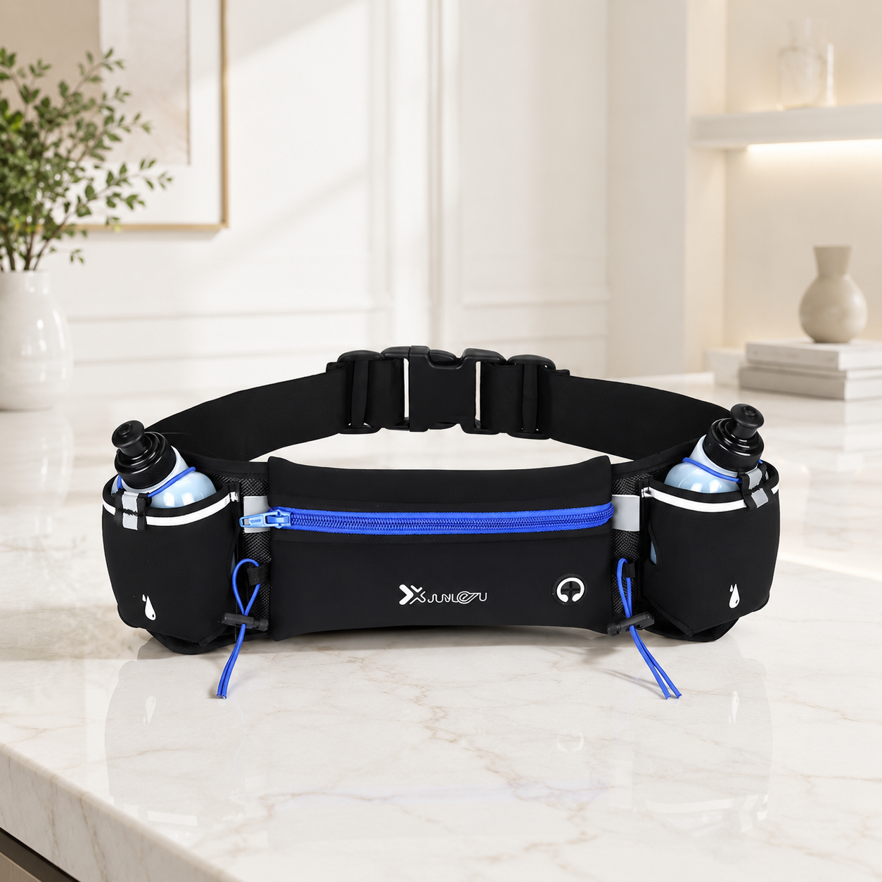 Running Waist Pack For Phone | Dual Bottle Hydration Belt | Trail Marathon Waist Bag | Gym Jogging Pocket Pouch