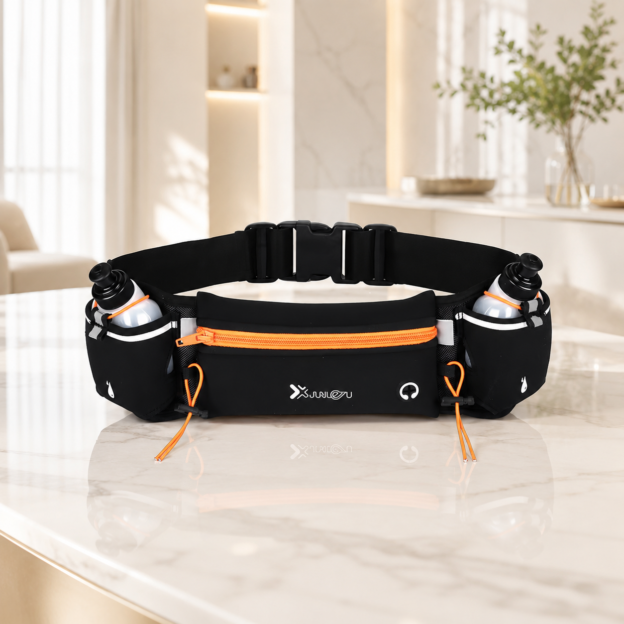 Running Waist Pack For Phone | Dual Bottle Hydration Belt | Trail Marathon Waist Bag | Gym Jogging Pocket Pouch