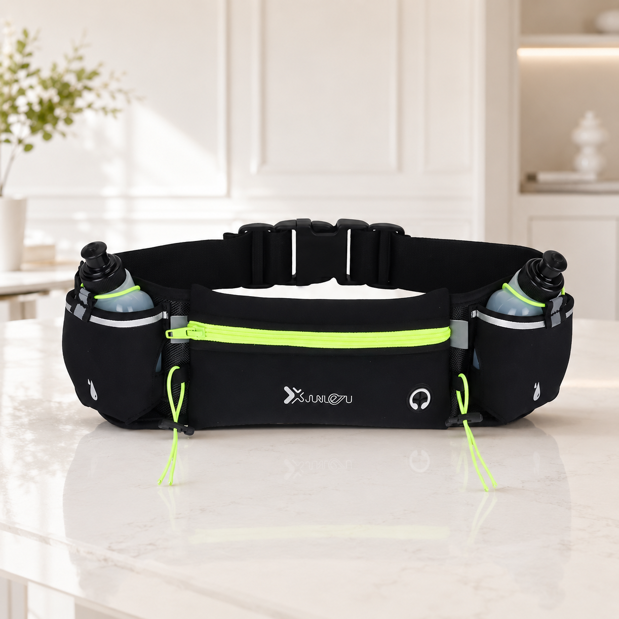 Running Waist Pack For Phone | Dual Bottle Hydration Belt | Trail Marathon Waist Bag | Gym Jogging Pocket Pouch