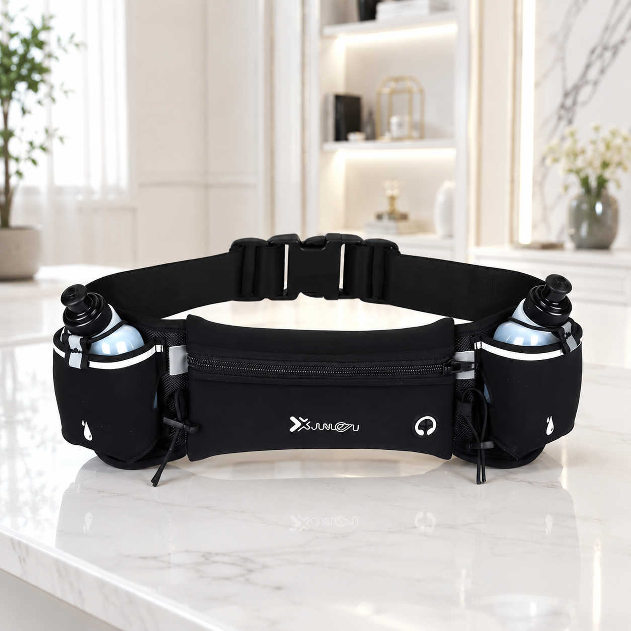 Running Waist Pack For Phone | Dual Bottle Hydration Belt | Trail Marathon Waist Bag | Gym Jogging Pocket Pouch
