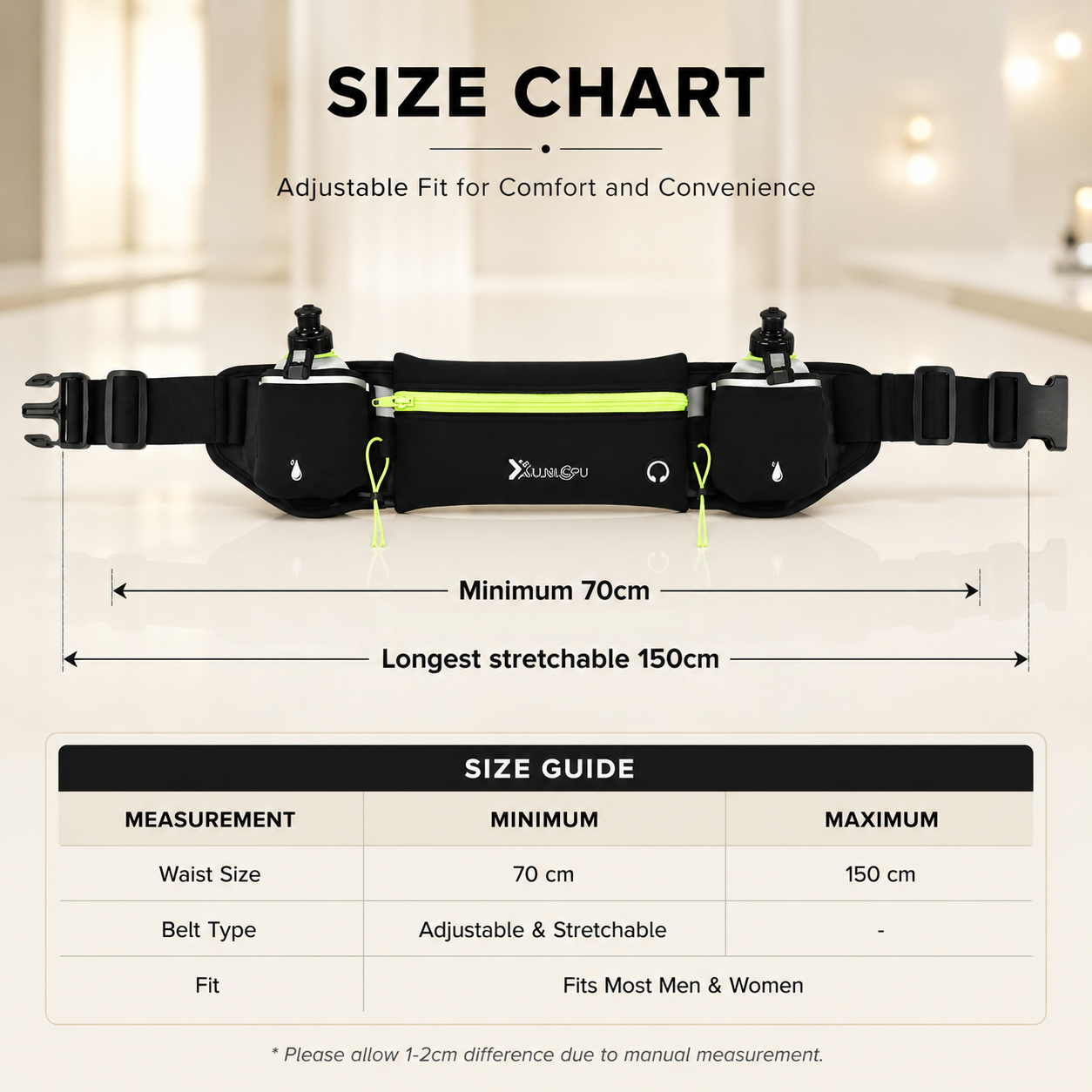 Running Waist Pack For Phone | Dual Bottle Hydration Belt | Trail Marathon Waist Bag | Gym Jogging Pocket Pouch