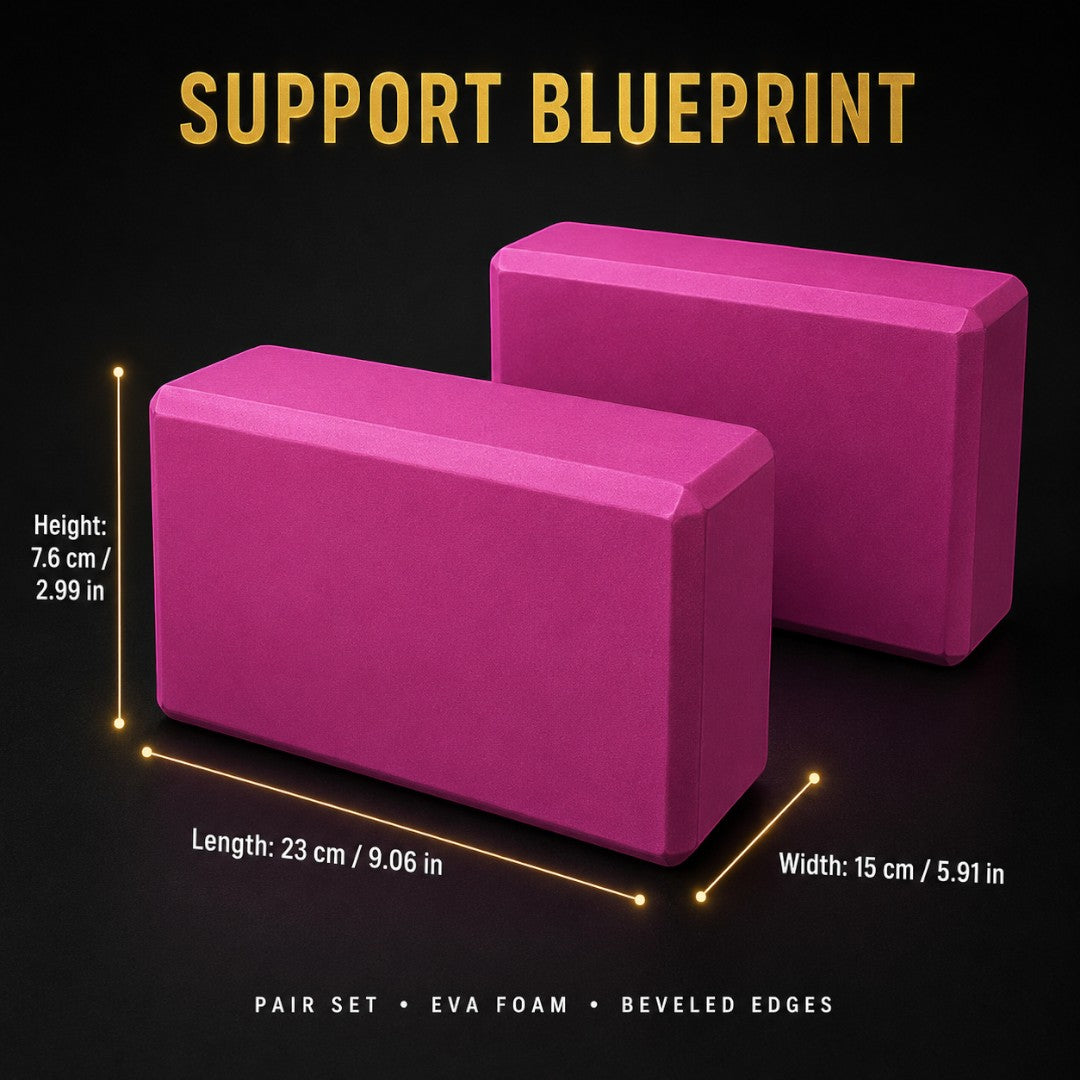 EVA Yoga Block Pair | High Density Foam Support Bricks | Stretch Balance Aid For Pilates, Home Studio Practice And Deep Stretch Support