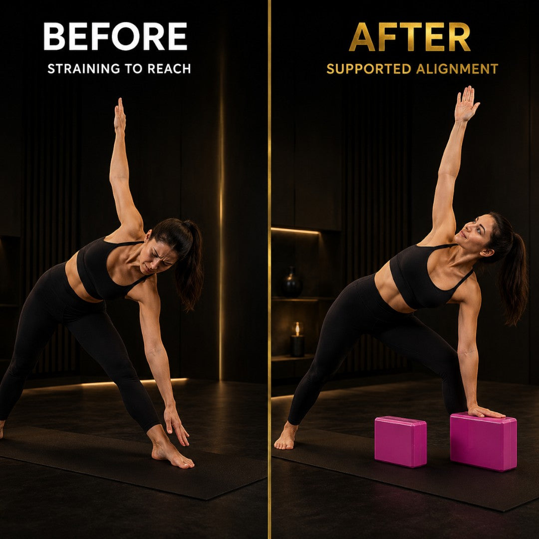 EVA Yoga Block Pair | High Density Foam Support Bricks | Stretch Balance Aid For Pilates, Home Studio Practice And Deep Stretch Support