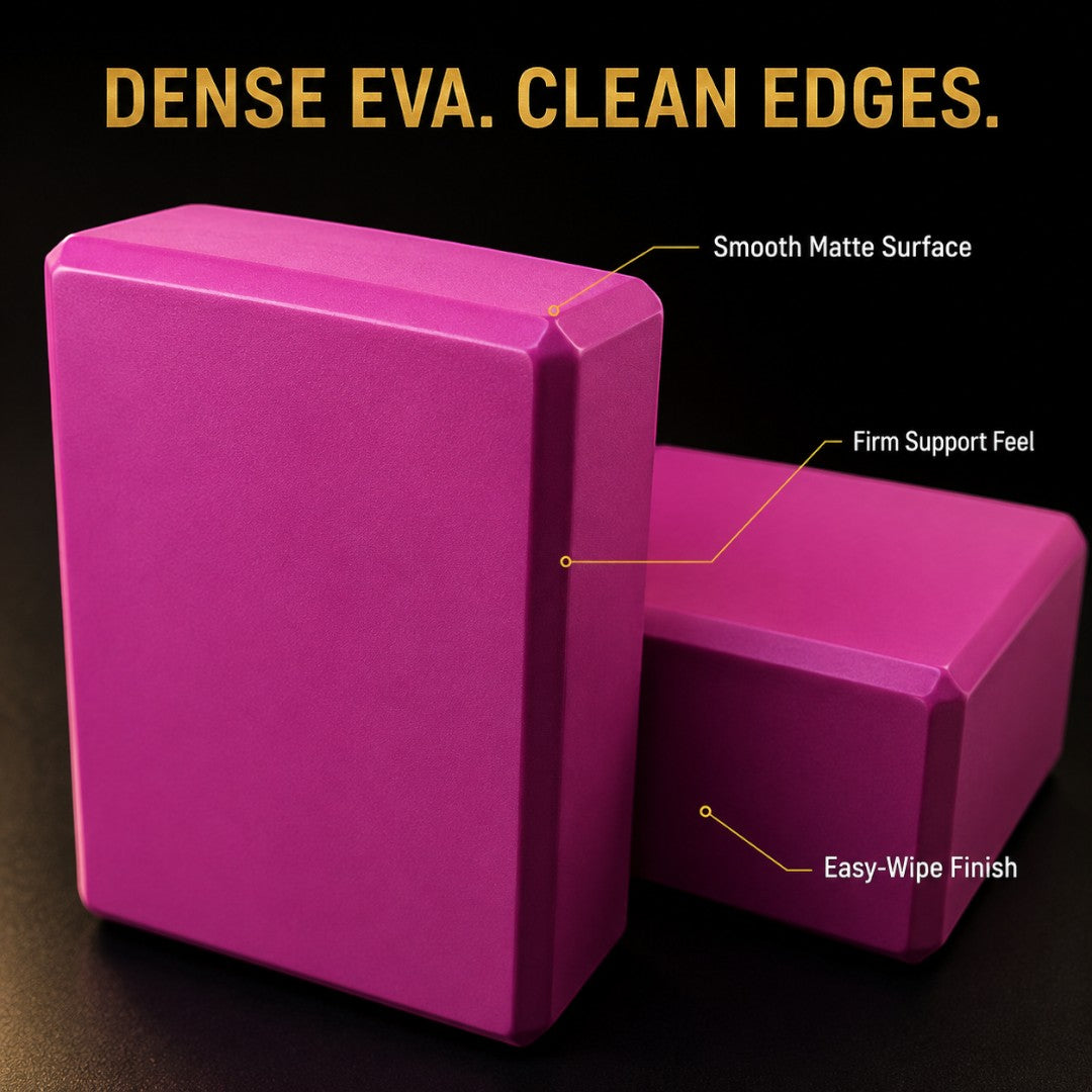 EVA Yoga Block Pair | High Density Foam Support Bricks | Stretch Balance Aid For Pilates, Home Studio Practice And Deep Stretch Support