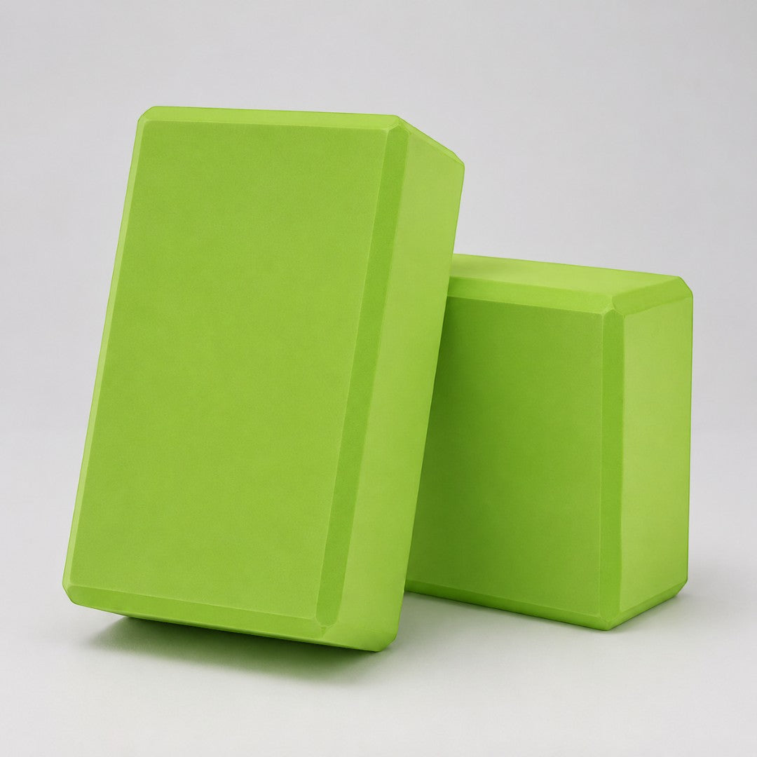 EVA Yoga Block Pair | High Density Foam Support Bricks | Stretch Balance Aid For Pilates, Home Studio Practice And Deep Stretch Support