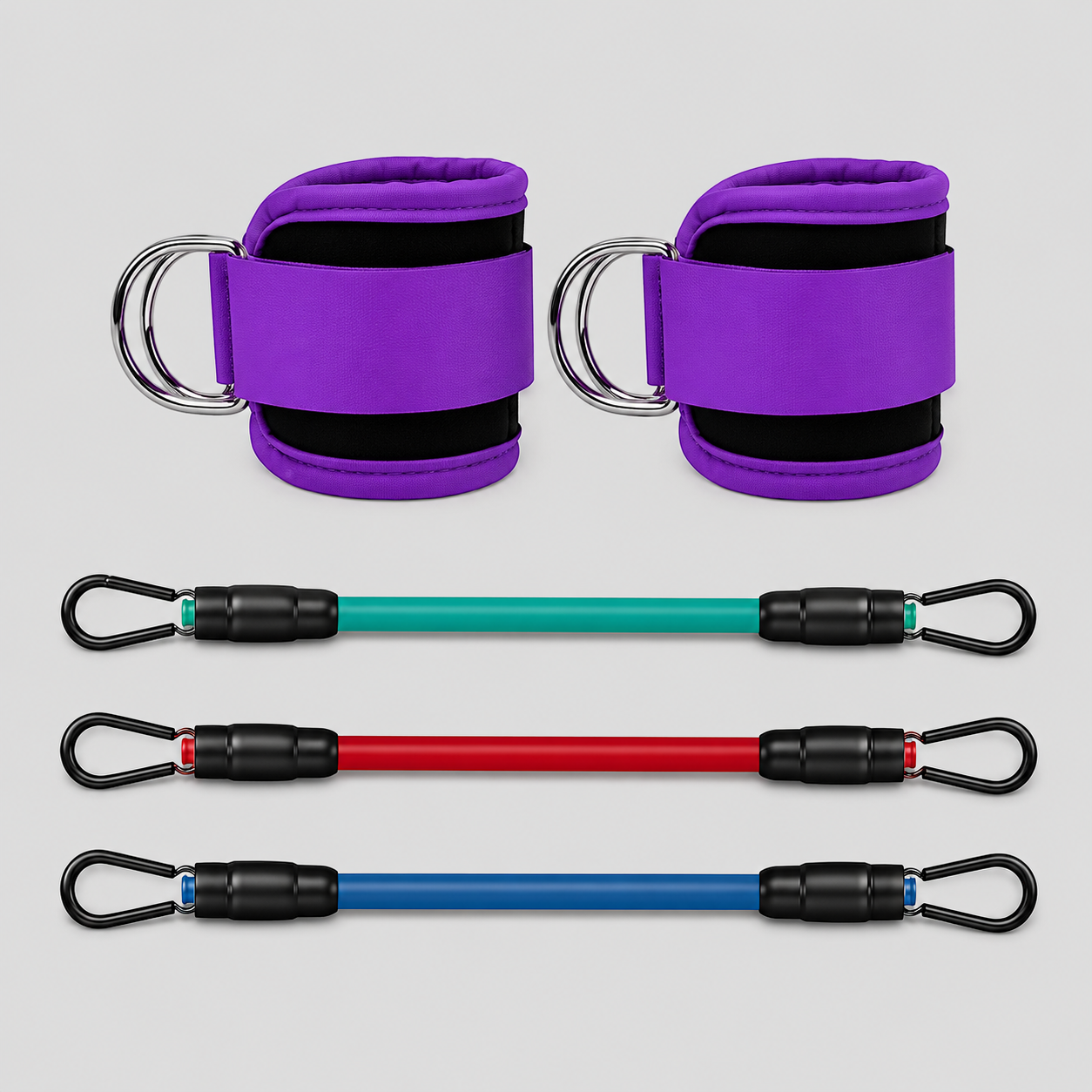 Ankle Strap Resistance Band Set for Glute Workouts – Adjustable Ankle Cuffs with Resistance Bands for Legs & Booty Training