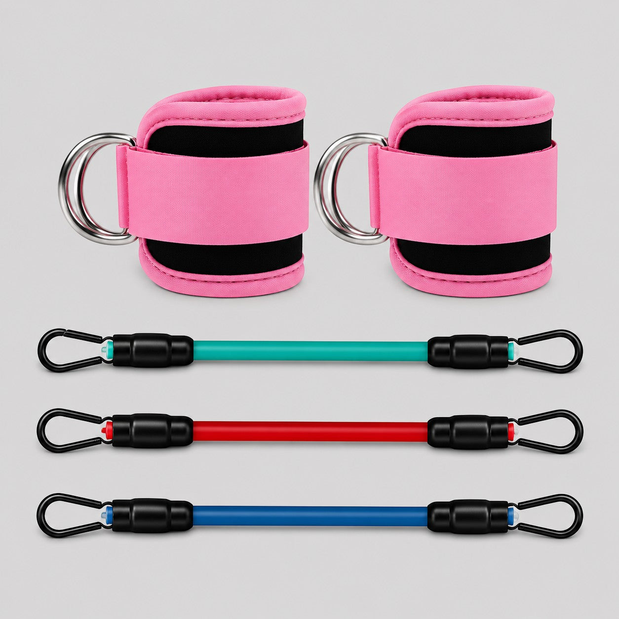 Ankle Strap Resistance Band Set for Glute Workouts – Adjustable Ankle Cuffs with Resistance Bands for Legs & Booty Training