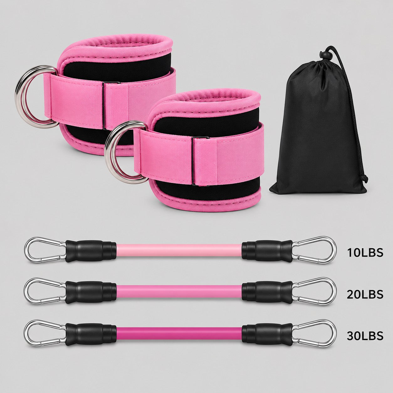 Ankle Strap Resistance Band Set for Glute Workouts – Adjustable Ankle Cuffs with Resistance Bands for Legs & Booty Training