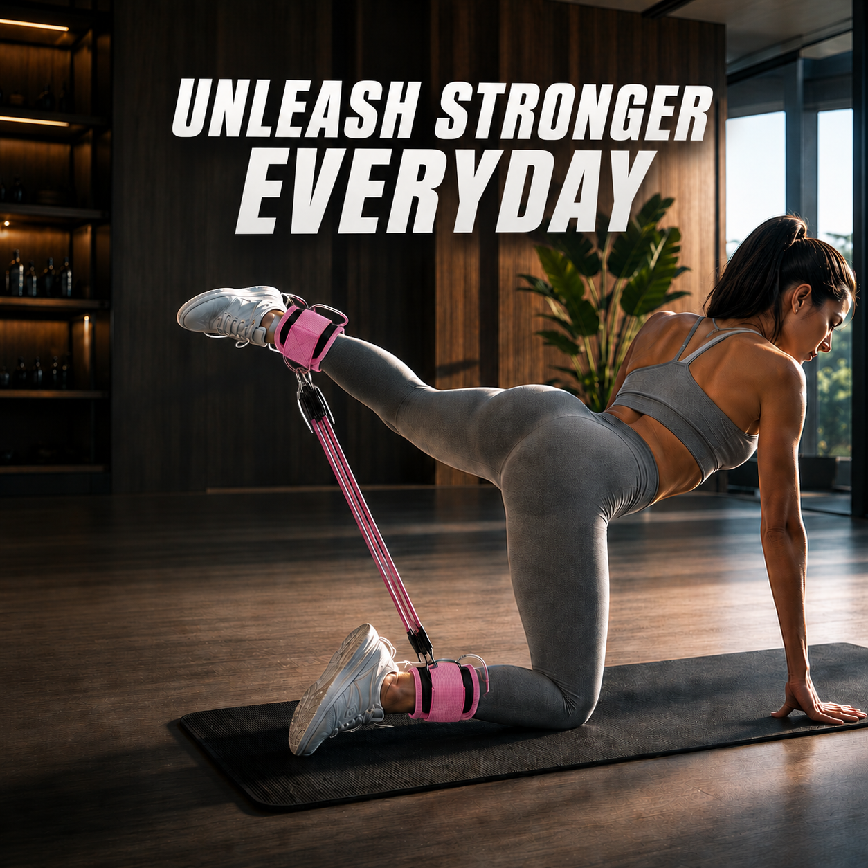 Ankle Strap Resistance Band Set for Glute Workouts – Adjustable Ankle Cuffs with Resistance Bands for Legs & Booty Training