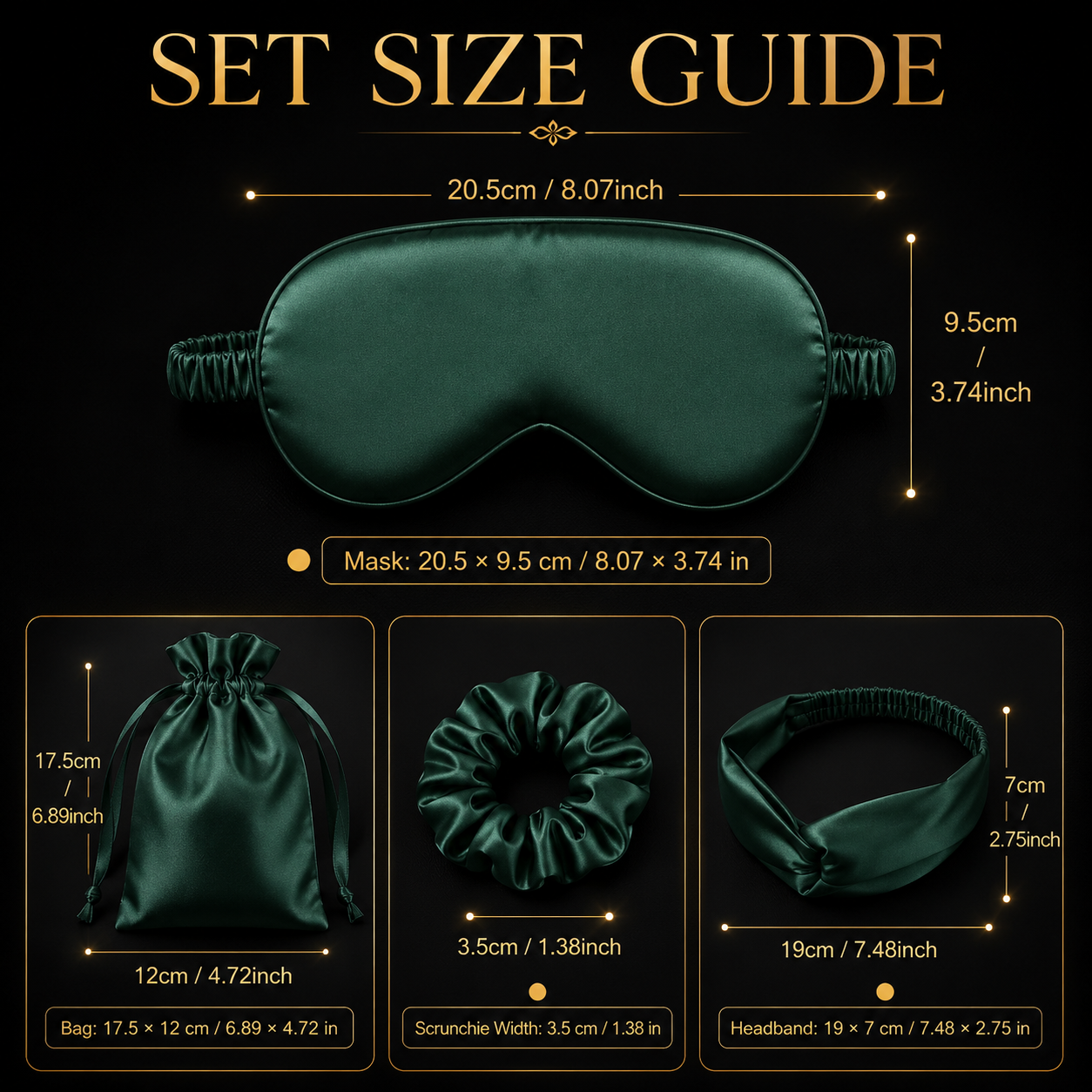 Silky Sleep Mask Set With Hair Scrunchie Travel Pouch And Headband, Soft Night Rest Gift Set For Women Spa Routine