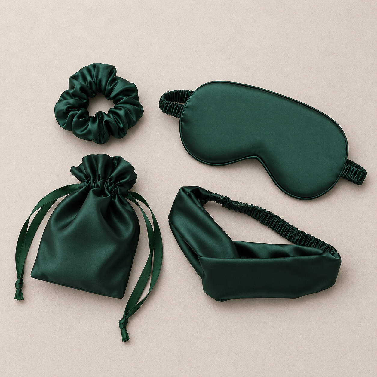 Silky Sleep Mask Set With Hair Scrunchie Travel Pouch And Headband, Soft Night Rest Gift Set For Women Spa Routine