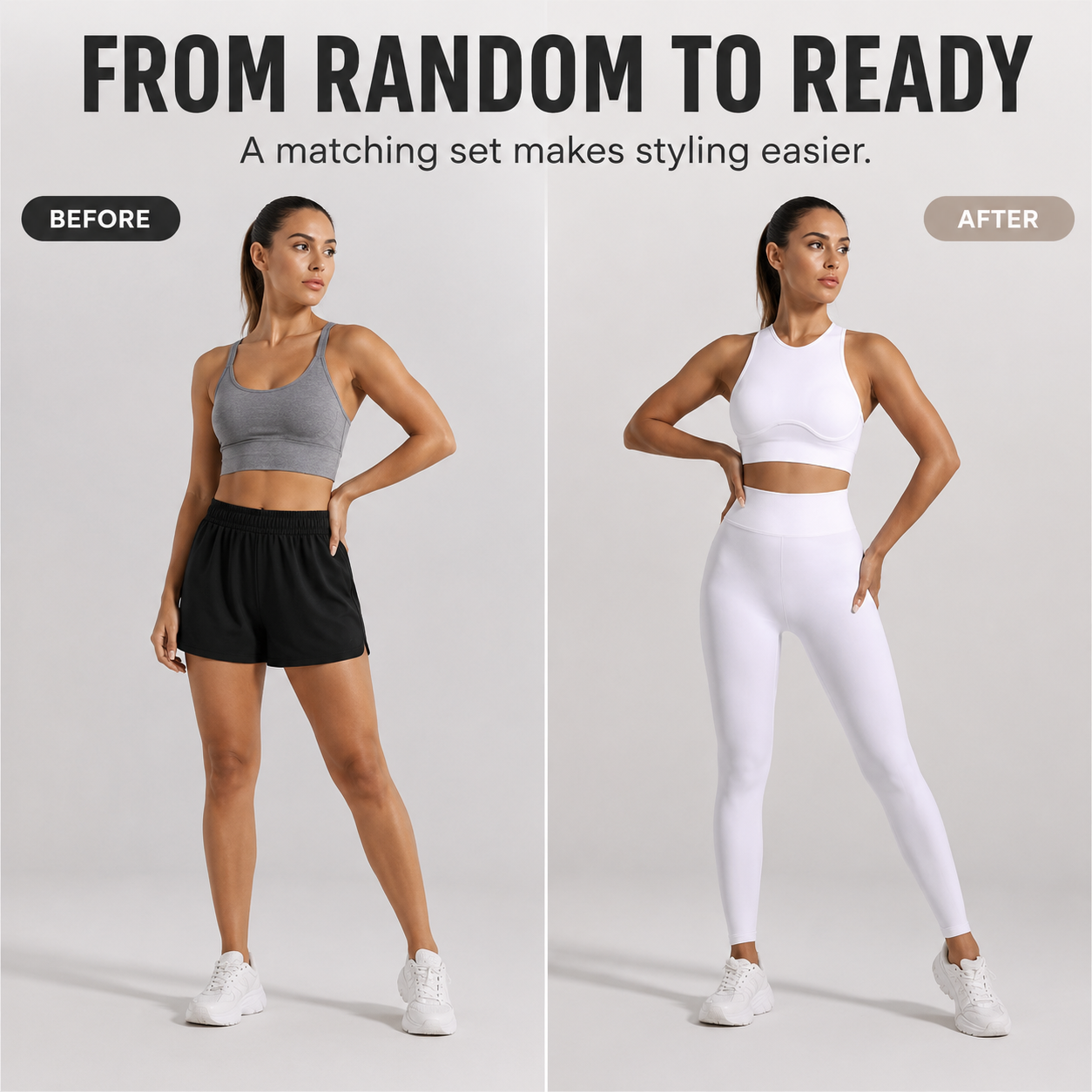 Seamless Yoga Set | High Waist Leggings Outfit | Ribbed Workout Set | Criss Cross Back Gym Wear