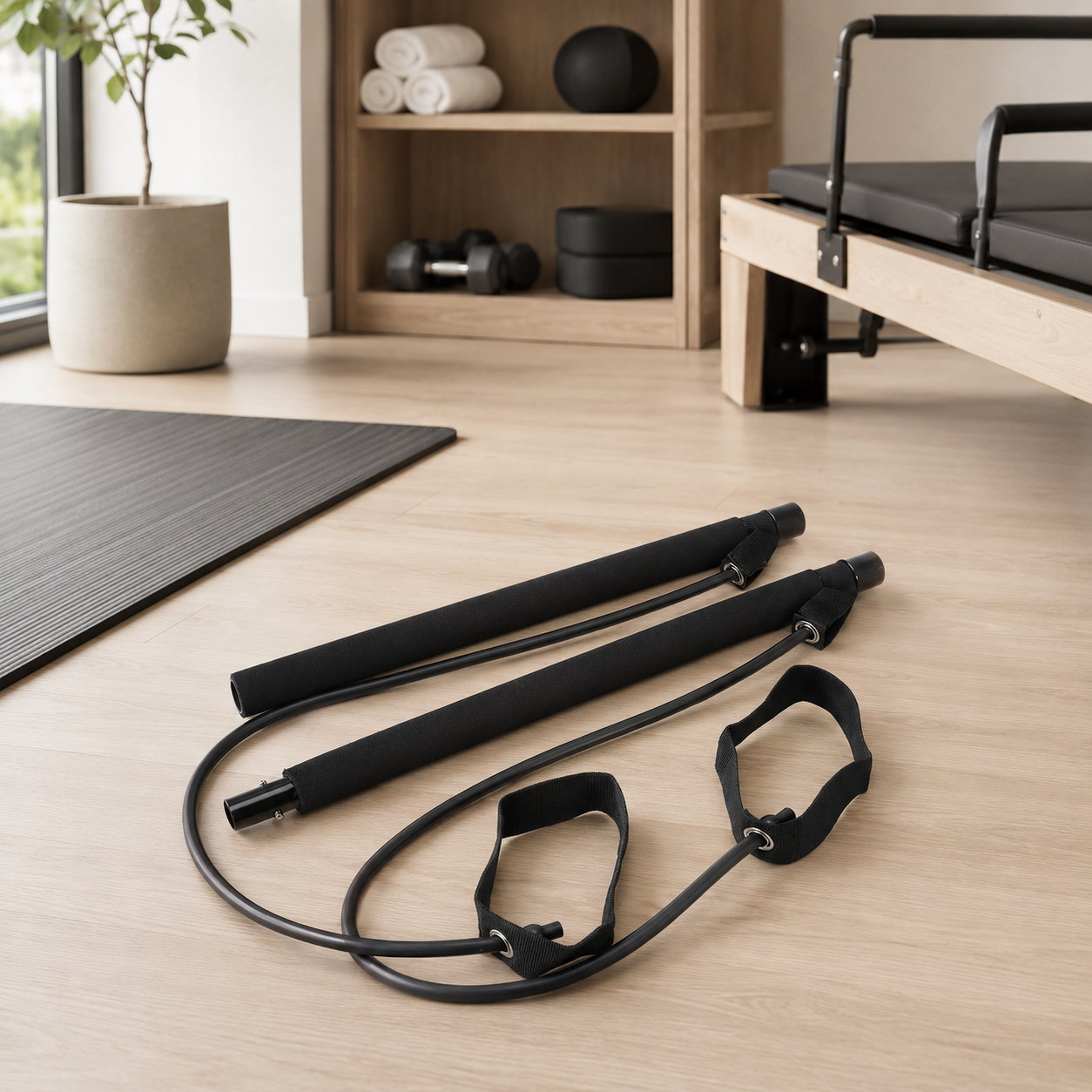 Pilates Bar Resistance Trainer | Yoga Stretching Bar | Elastic Rope Workout Tool | Home Gym Fitness Equipment